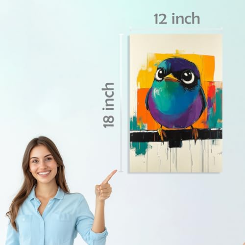Image of SiddArtify Colorful Bird Wall Art Prints Set - Modern Animal Poster Decor for Living Room Bedroom Office - 12x18 inch Sticker Pack of 6