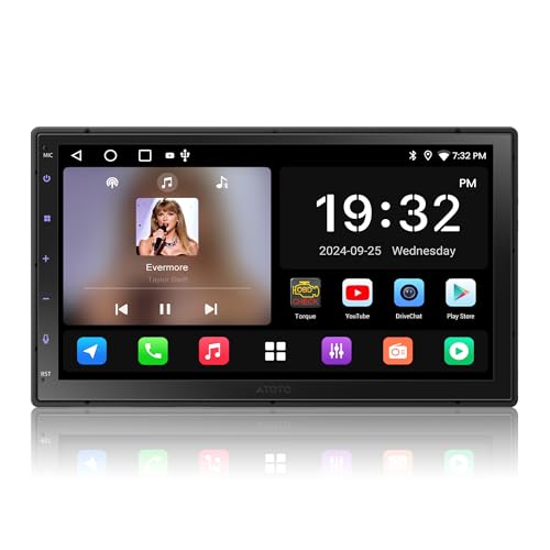 ATOTO A5L 7inch Android Double DIN Car Stereo, in Dash Car Radio with Wi-Fi/Bluetooth/USB, Wireless CarPlay & Wireless Android Auto, GPS Tracking, Mirror Link, HD LRV, A5LG2B7T
