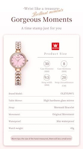 Image of OLEVS Diamond Watch for Women Luxury Dress Rose Gold Bracelet Casual Elegant Waterproof Date Ladies Quartz Wrist Watches