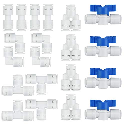 KLYNGTSK 20 Pezzi Linea di Alimentazione dell'acqua Filtro dell'acqua Raccordo Set di Collegamento Universale Adattatore 1/4 'Raccordo per Tubo Acqua