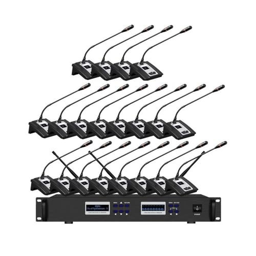 Wireless Conference Microphone DDS6800 20 Digital Discussion Kit with 20 Microphones Conference Room Mic with 1 Chairman Mic 19 Delegate Mics, Discussion units for up to 250 participants