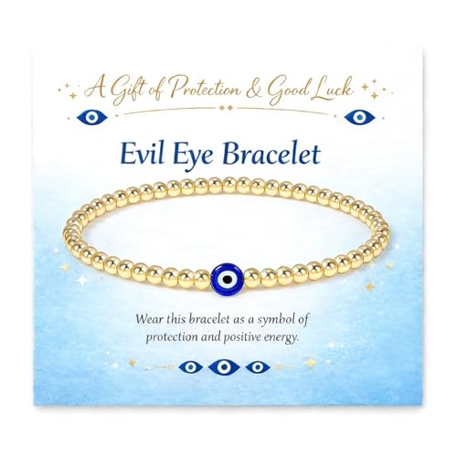 Evil Eye Bracelets Blue Eye Ojo Hamsa Jewelry Dainty Gold Link Bracelets for Women Lucky Turkish Protection Trendy Birthday Jewelry Gifts