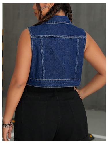 Floerns Women's Plus Size Sleeveless Denim Jacket Button Down Jean Denim Vest2