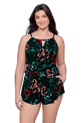 Aqua Green Women's Keyhole Blouson Romper, Radiance, X-Large2