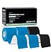 Produktbild RECOVTAPE Kinesiotape Set bestehend aus 3 Rollen (5m x 5cm) elastasisches Kinesiologie Tape flexibel einsetzbar wasserfest & hautfreundlich inkl. e-Book mit Anwendungsbeispielen (schwarz, blau, blau)