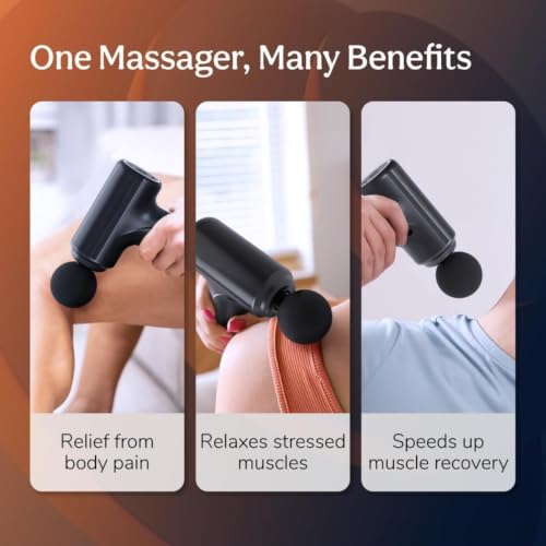 Image of Massage Gun For Pain Relief Deep Tissue - Portable Handheld Body Massager for Muscle Recovery & Pain Relief - 6 Speed Levels, 4 Specialized Heads for Back, Legs & Athletes 1 Month Warranty MULTICOLOUR