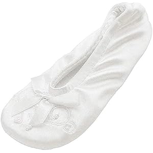 isotoner Girl’s Satin Ballerina with Embroidered Pearl
