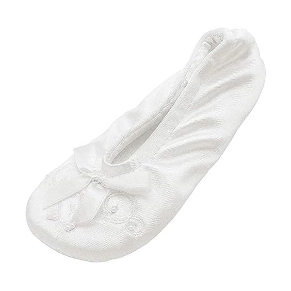 isotoner Girl's Satin Ballerina with Embroidered Pearl