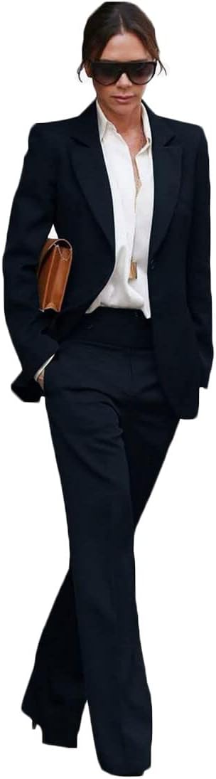 2 PC Slim Fit Office Lady Suit Peak Lapel Business Suit for Work Professional Single Breasted Jacket Pants