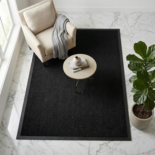 Rugs Inn Twist Rubber Rug – Outdoor & Indoor Heavy Duty Non-Slip Rugs for Kitchen Garden, Inside & Outside Floor Mats, Waterproof and Dirt Trapper Entrance Carpet Mat (Black, 120x150 cm)
