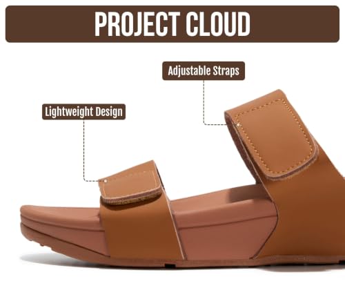 Image of Project Cloud Genuine Leather Platform Sandals Women Non Slip Womens Slides | Lightweight Platform Sandals for Women with Plush Soft Insole & Arch Support Comfortable Sandals & Summer Slides for Women