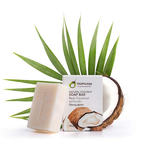 Tropicana Oil - Jabón de coco natural orgánico, 2 x 100 g, aceite de coco orgánico prensado en frío, cuidado hidratante y vegano, producto natural desintoxicado a mano, sin perfume ni aceite de palma