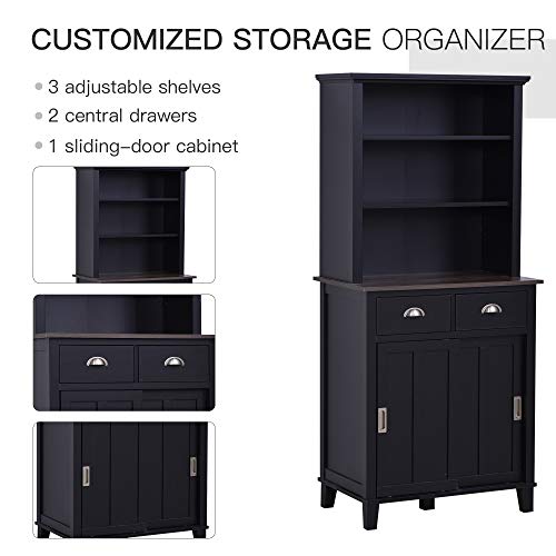 image for HOMCOM Freestanding Kitchen Pantry Cabinet Cupboard with Sliding Doors