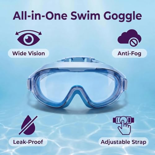 Image of Swim Goggles for Kids 6-12, Wide View Anti-Fog UV Protection No Leaking,Boys Girls Youth Swimming Goggles