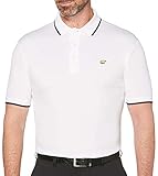Jack Nicklaus mens Solid Short Sleeve Polo With Rib and Cuff Tipping Golf Shirt, Bright White, Medium US