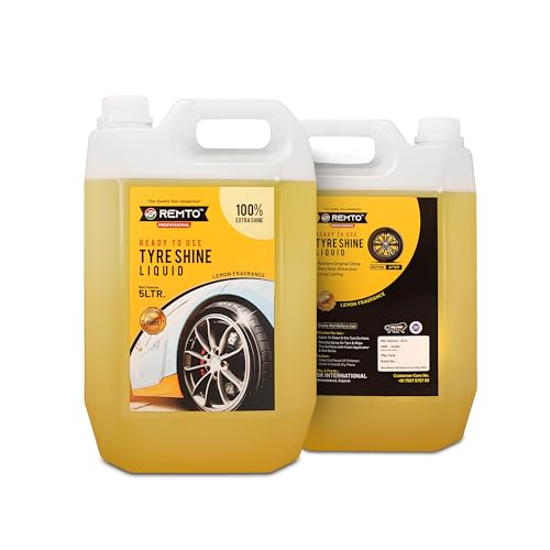 Image of Bike & Car Tyre Polish 5 Liter Extreme Black Shine - Long Lasting Gloss & Dirt Repellent | Prevents Fading and Cracks | Non-Greasy With Pleasant Lemon Fragrance (Yellow)