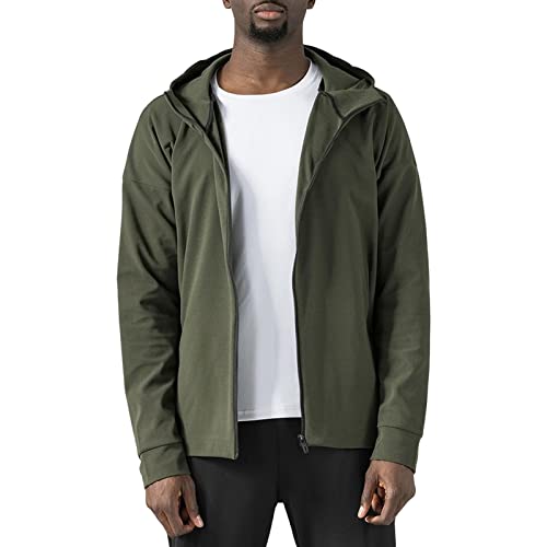 Maiyifu-GJ Men Sports Casual Full Zipper Hoodie Relaxed Fit Mid-Weight Hooded Sweatshirt Long Sleeve Slim Fit Hooded Jackets (Armygreen,4X-Large)