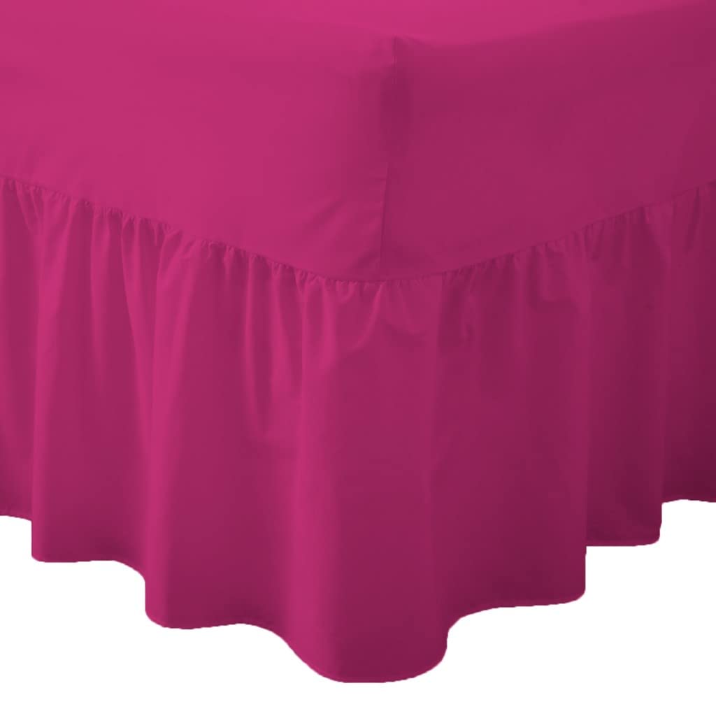 Goldstar Fuchsia Goldstar® 4 Ft Small Double Plain Dyed Polycotton Fitted Frilled Valance Sheet (Fuchsia)