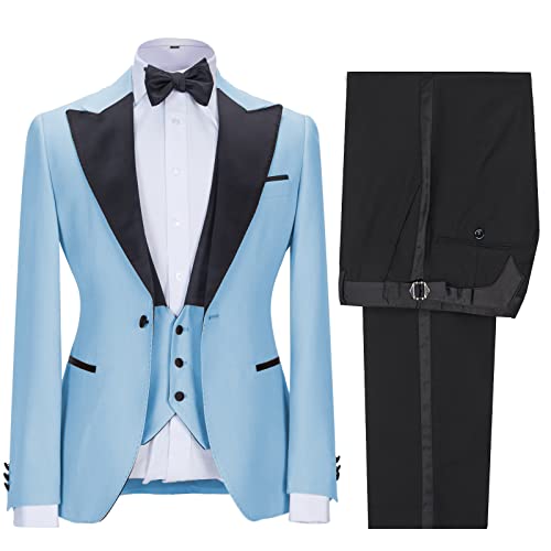 Men Suit 3 Pieces Stylish Peak Lapel Tuxedo Solid Suit Slim Fit Men Suit for Wedding Prom4