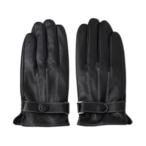 CrEev Vollhand-Touchscreen-Touch-Winter-Fahren, warme Leder-Lederhandschuhe, Herren-Lederhandschuhe (Farbe: A, Größe: M-Code) (AL)