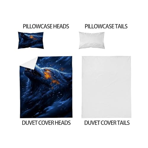 Housse de couette 135x200 microfibre loup pour lit enfant facile a laver - 5