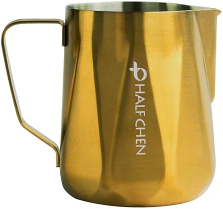 Stainless Steel Milk Frother Cup,350ml/600ml Gold Milk Frothing P...