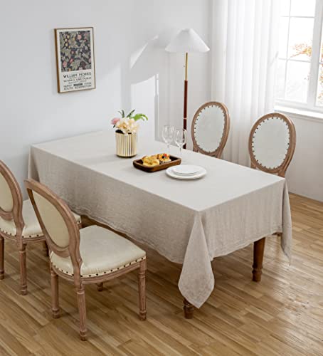 L Linen World 100% European Linen Tablecloth,60X90Inch Natural Flax Rectangular Oblong Table Cloth-Natural French Flax Tabletop Decoration, For Kitchen,Dining,Party,Indoor,Outdoor Daily Use #TOP6