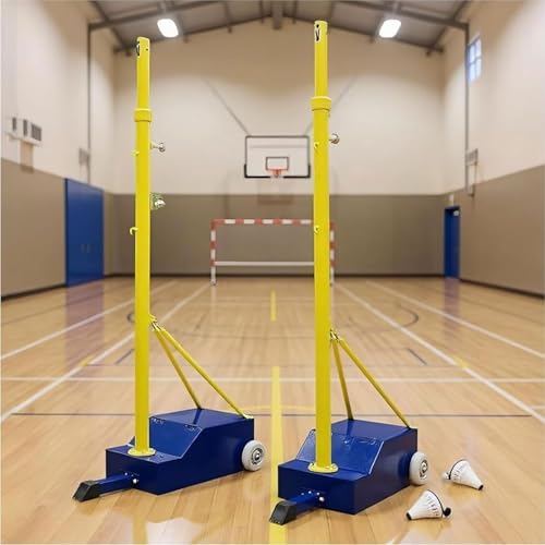 Soporte móvil de poste de bádminton con base pesada y ruedas estables 2