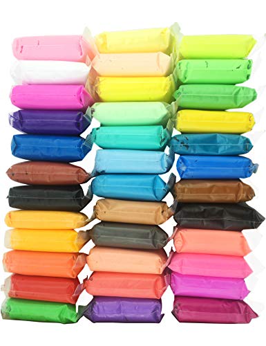 HoneyToys 36PCS Colorful Kids Modeling Clay Air Dry Clay Studio Toy 36 Bright Colorï¼ŒNo-Toxic Modeling Clay, Creative DIY Crafts
