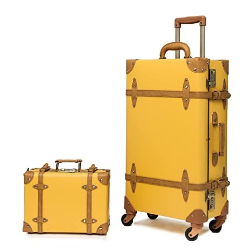 Urecity Maleta de Equipaje Juego de 2 Piezas，Mujer Maleta Cabina de Cabina y Neceser,4 Ruedas, Cómodas y Ligeras y Hecho a Mano,(20"con Ruedas+12" Hombro y Espalda) Amarilla