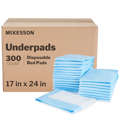 Image of McKesson Underpads Disposable Bed Pads, Light Absorbency, Classic Incontinence Chux for Adults, Elderly, and Baby, Pee Pads (17 X 24 Inch (300 Count))