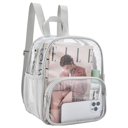 Image of Busiuw Clear Backpack for Stadium Events 12x12x6 with Front Pocket for Concert Sport Fashion Women Backpack Events Work Travel(Silver)