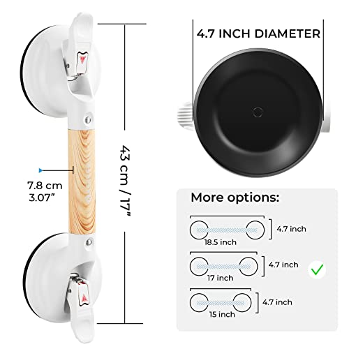Ksitex Grab Bars For Bathtubs And Showers, Shower Handles For Elderly Suction, Heavy Duty Max Load 253Lb, Handicap Grab Bars 17Inch Wood Print #TOP5