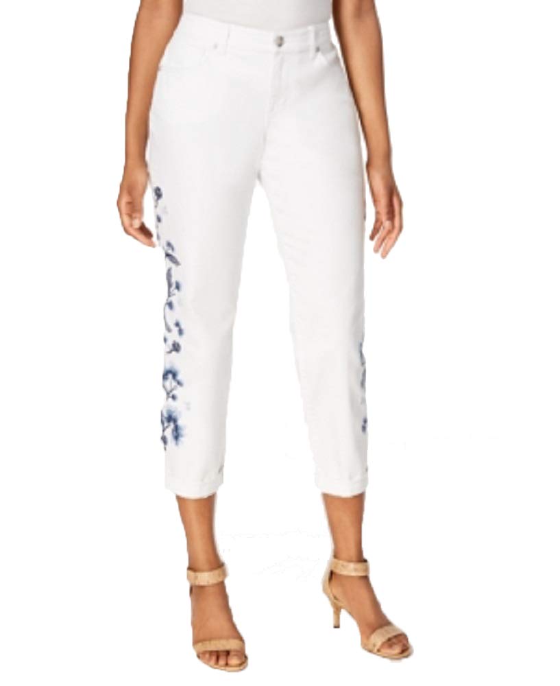 Style & Co. Embroidered Cropped Boyfriend Jeans