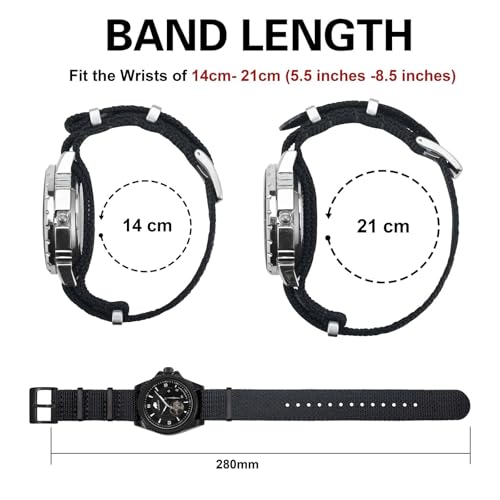 BISONSTRAP Nylon Watch Bands for Men, One-Piece Military Watch Straps, 18mm, Black (Black Buckle) by BISONSTRAP - Used condition - Image 5
