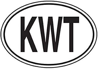 KWT Kuwait Country Code Oval Sticker Decal Self Adhesive Kuwaiti Euro Truck Car Decal Vinyl Bumper Sticker Sticks to Any Surface 5"