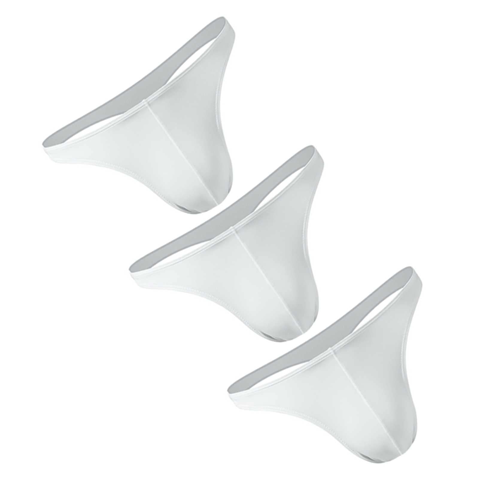 LTLCBBFour Seasons Thong Mens Low-Rise Lingerie Jock Strap Underwear Ice Silk Briefs Athletic Supporters 3 pcs (Color : White, Size : 3XL-3XLarge)