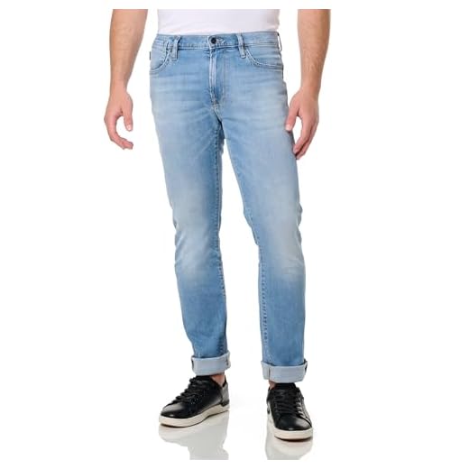 John Varvatos Calça jeans masculina Bowery de modelagem regular, Azul desbotado, 33 Normal