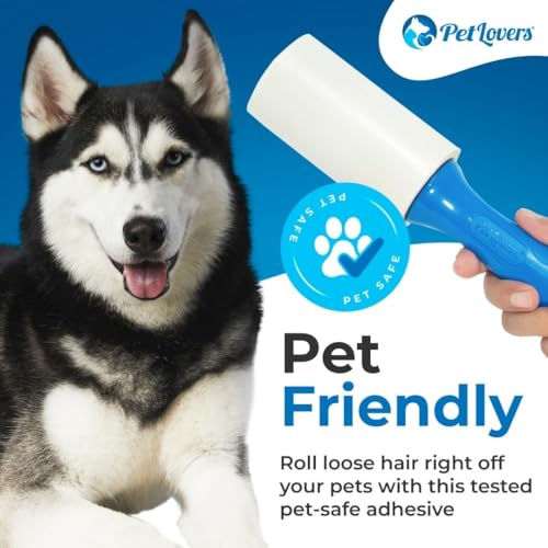 Image of PetLovers Extra Sticky Lint Roller Value Set 240 Sheets for Pet Hair Removal Dog and Cat Lint Remover 4 Pack (2 Rolls - 2 Refills)
