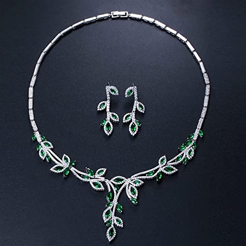 Collier mariage feuille et boucles d'oreilles pour mariée radieuse