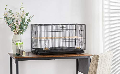 Yaheetech Stapelbare brede vogelkooi, vliegkooi met zitstangen voor papegaaien, zittafels en andere vogels, 76 x 45,5 x… - Afbeelding 6