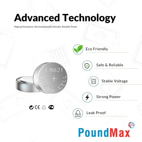 Pilas alcalinas PoundMax AG1 LR621 1.5v, paquete x10 miniatura 3