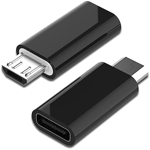 USB C Female to Micro USB Male Adapter (2-Pack), Micro USB Adaptor, Micro USB to USB C Adapter Fast Charger Power Cable Plug Strip Extender for Nexus LG Xbox PS Kindle Samsung Galaxy Devices (Black) Cover