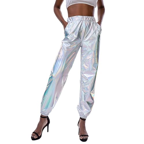 Pantalon de jogging metallique brillant pour vos soirees streetwear et danse