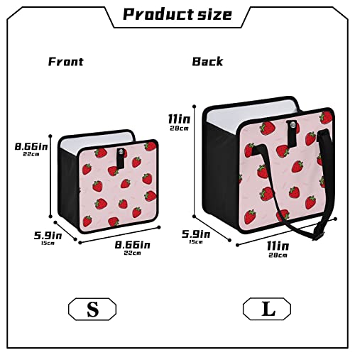 Image of Cute Strawberry Pink Car Trash Can Foldable Hanging Car Trash Bag Bin Auto Garbage Can Leak-Proof Car Organizer(Large)