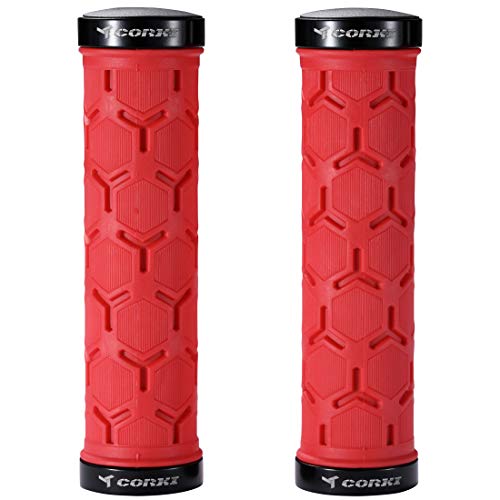 Corki MGP-M-RED Mountain Bike Grips Lock On,Anti-Slip Shock Absorbing Bike Handlebar Grips Red thumb #1