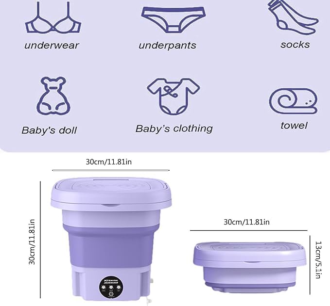 Lavadora portátil, mini lavadora, mini lavadora portátil con centrifugado, mini lavadora plegable con 3 modos de limpieza profunda, medio lavado automático
