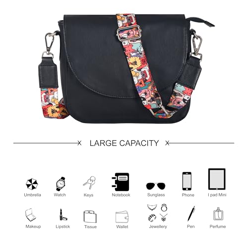 Image of Genuine Leather Shoulder Crossbody Purse For Women with Adjustable Strap, Mobile Pocket & Outside & Inside Zipper