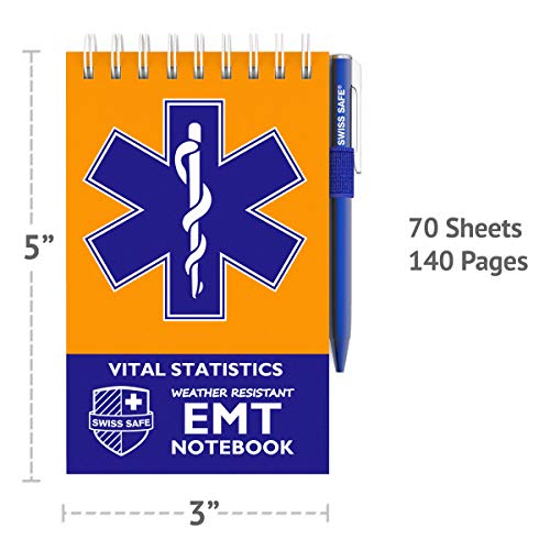 image for Swiss Safe EMT Vital Waterproof Notebook, 140 Pages/Notepad and Pens, 