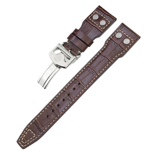 Bracelet de montre en cuir de vache marron à rivets 20mm 21mm 22mm compatible avec IWC IW377714